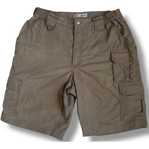 5.11 Tactical Mens Brown Ripstop Cargo Shorts Size 34 Elastic Waist Hiking Work